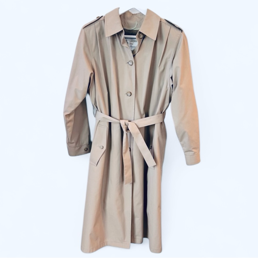 London Fog Maincoats Vintage Women Beige Faux Fur Lined Trench Coat 8 Petite